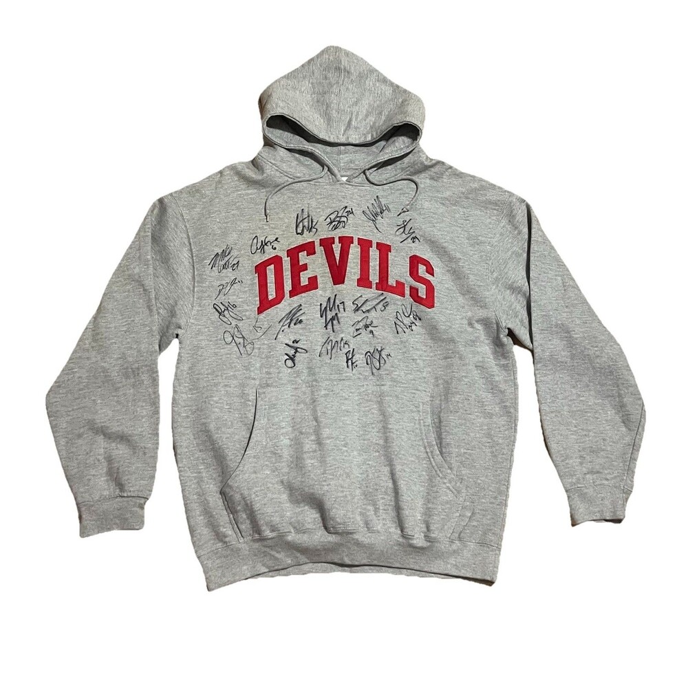 NHL NJ Devils Team Signed Hoodie Sweatshirt 2002-2003 Season New Sz XL Grey